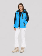 YUCOLEN Women's Waterproof Ski Jacket Fleece Lined Insulated Snow Coat with Detachable Hood in Blue Black