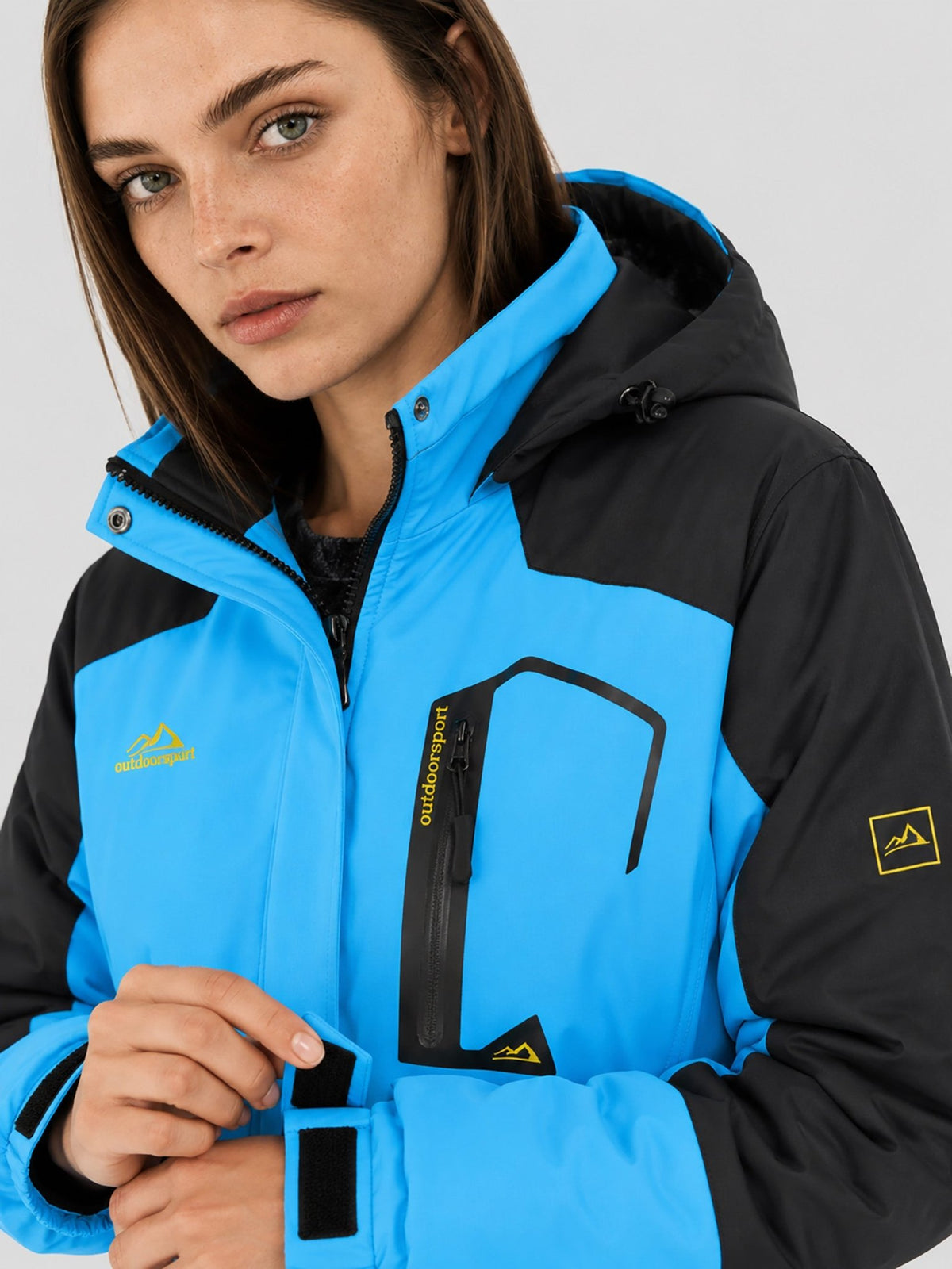 YUCOLEN Women's Waterproof Ski Jacket Fleece Lined Insulated Snow Coat with Detachable Hood in Blue Black
