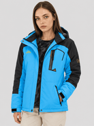 YUCOLEN Women's Waterproof Ski Jacket Fleece Lined Insulated Snow Coat with Detachable Hood in Blue Black