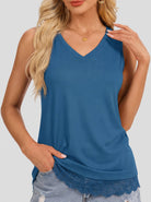 YUCOLEN Women's Lightweight Sleeveless Tank Top - Stretch Workout Shirt in Blue Grey