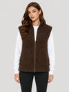 YUCOLEN Women's Sherpa Fleece Vest Fuzzy Zip Up Sleeveless Jacket with 4 Pockets in Brown