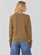 YUCOLEN Women's Soft Wool Blend Lightweight Crewneck Pullover Sweater in Camel