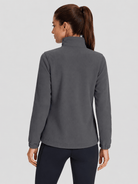 YUCOLEN Women's Lightweight Full Zip Fleece Jacket Windproof Stand Collar Outdoor Sweatshirt in Charcoal Gray