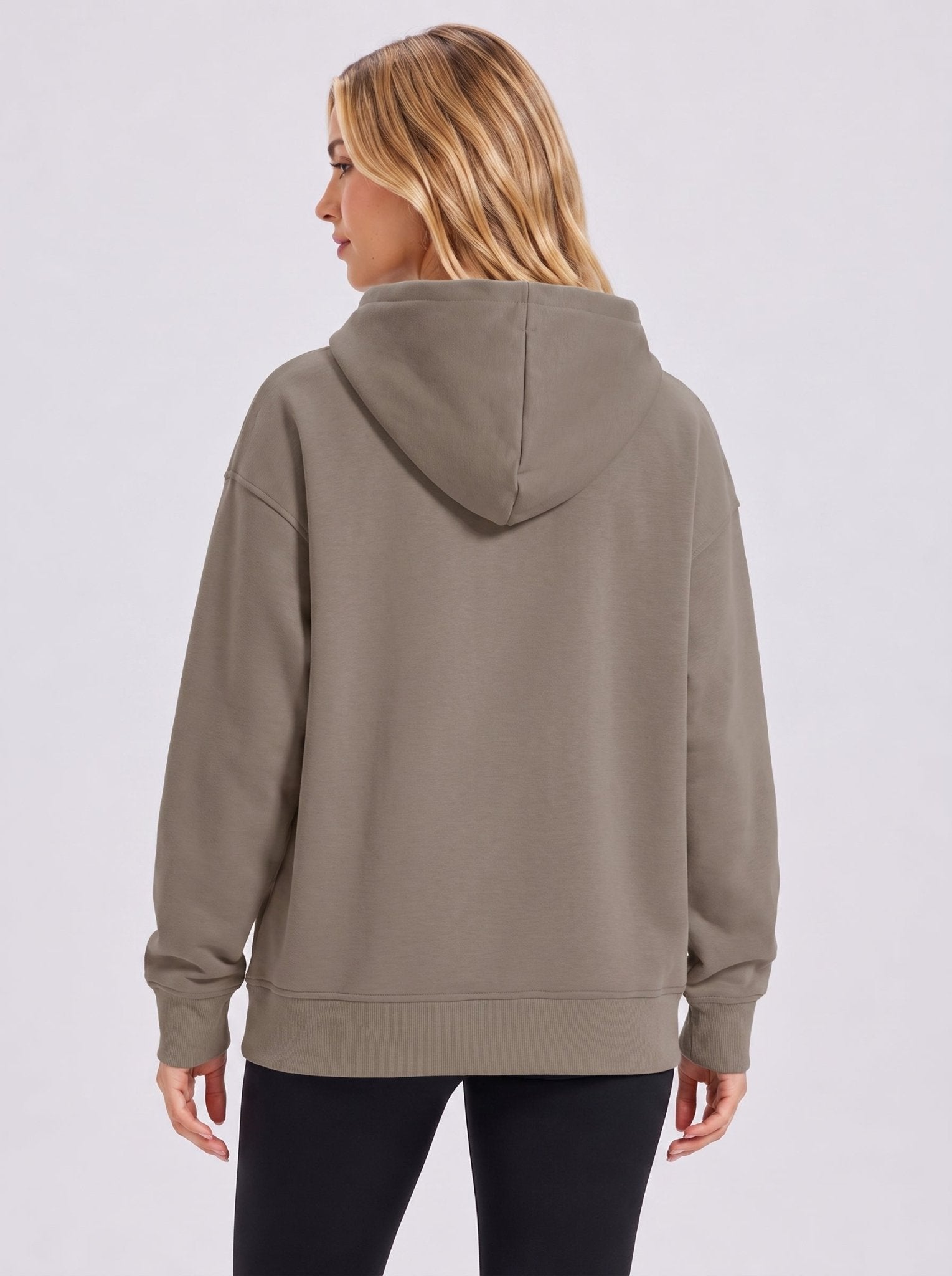 YUCOLEN Women Oversized Fleece Hoodie Loose Pullover Sweatshirt with Thumb Holes in Coffee Grey