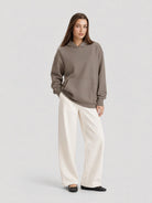 YUCOLEN Women Oversized Fleece Hoodie Loose Pullover Sweatshirt with Thumb Holes in Coffee Grey