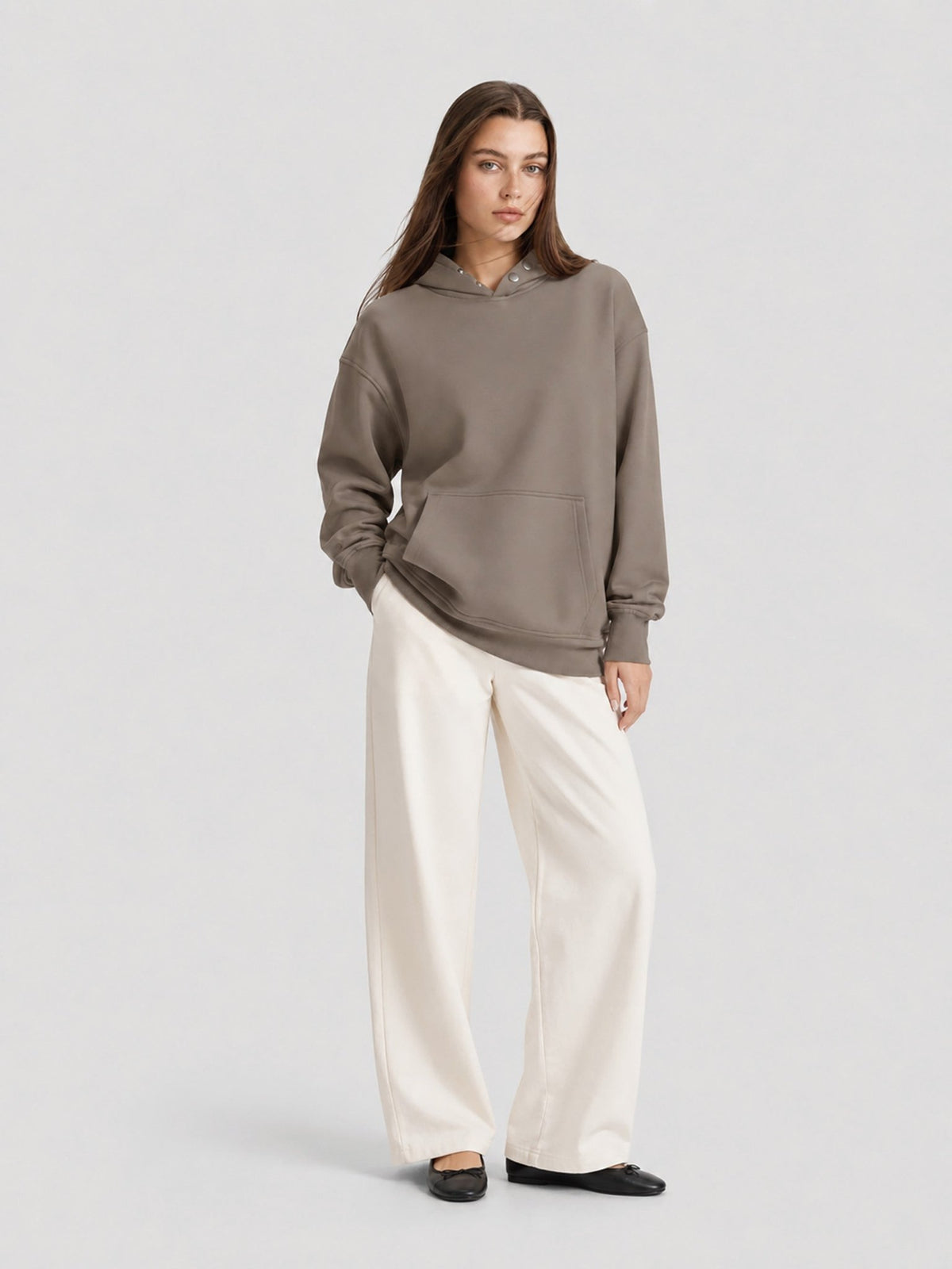 YUCOLEN Women Oversized Fleece Hoodie Loose Pullover Sweatshirt with Thumb Holes in Coffee Grey