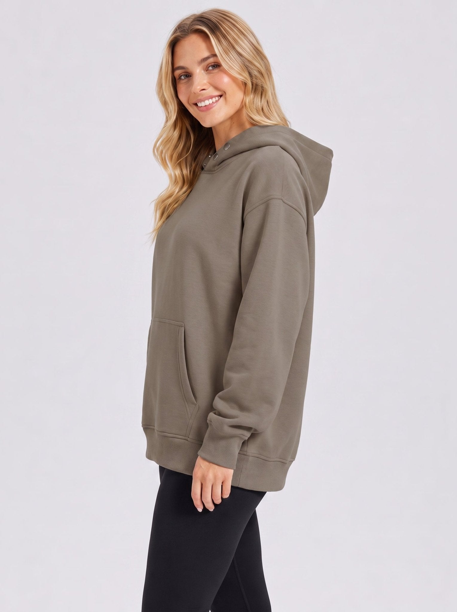 YUCOLEN Women Oversized Fleece Hoodie Loose Pullover Sweatshirt with Thumb Holes in Coffee Grey