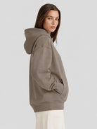 YUCOLEN Women Oversized Fleece Hoodie Loose Pullover Sweatshirt with Thumb Holes in Coffee Grey