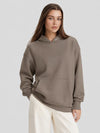 YUCOLEN Women Oversized Fleece Hoodie Loose Pullover Sweatshirt with Thumb Holes in Coffee Grey