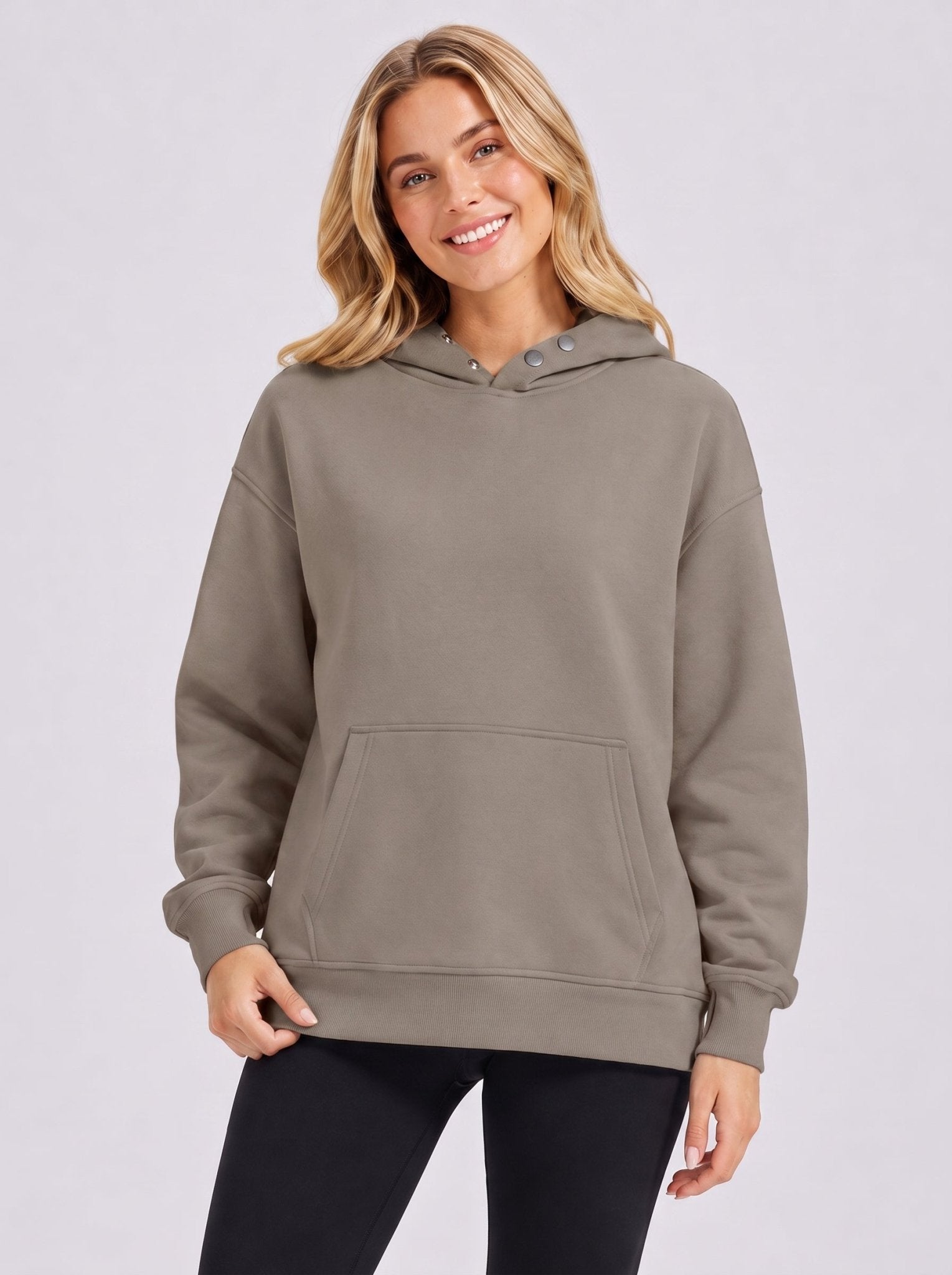 YUCOLEN Women Oversized Fleece Hoodie Loose Pullover Sweatshirt with Thumb Holes in Coffee Grey