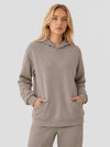 YUCOLEN Women's Loose Fit Fleece Lined Hoodie with Cotton Blend Fabric in Coffee Grey