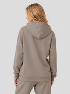 YUCOLEN Women's Loose Fit Fleece Lined Hoodie with Cotton Blend Fabric in Coffee Grey