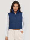 YUCOLEN Women's Cropped Puffer Vest Lightweight Sleeveless Quilted Bubble Gilet in Dark Blue