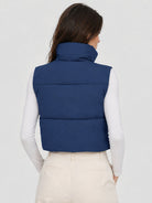 YUCOLEN Women's Cropped Puffer Vest Lightweight Sleeveless Quilted Bubble Gilet in Dark Blue