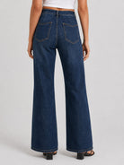 YUCOLEN Women's High Waisted Straight Leg Stretchy Denim Jeans with Pockets in Dark Blue