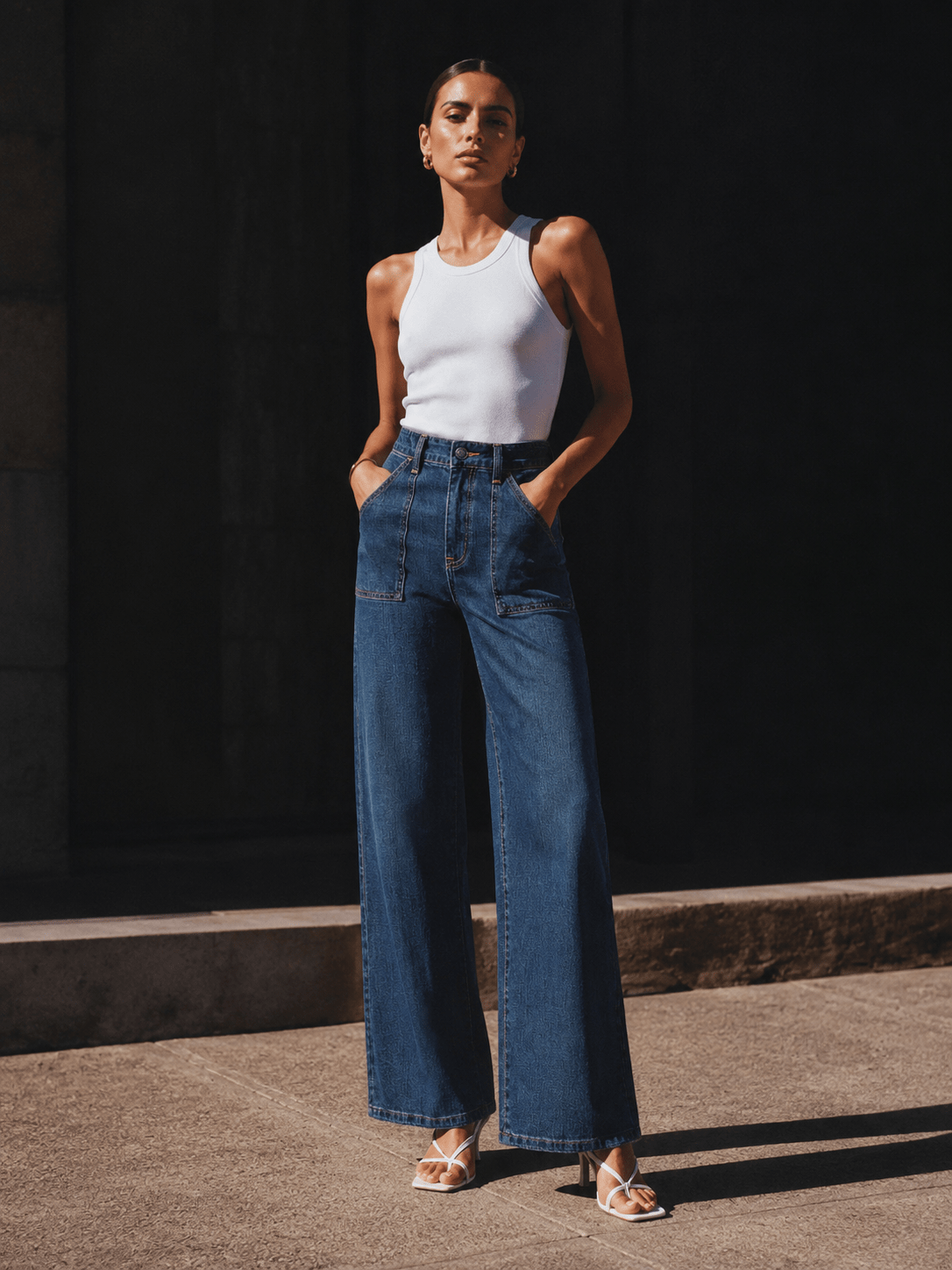 YUCOLEN Women's High Waisted Straight Leg Stretchy Denim Jeans with Pockets in Dark Blue