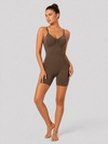 YUCOLEN Women's Seamless Tummy Control Bodysuit Back Pull Down Wireless Shapewear in Dark Brown