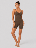 YUCOLEN Women's Seamless Tummy Control Bodysuit Back Pull Down Wireless Shapewear in Dark Brown