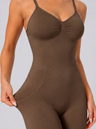 YUCOLEN Women's Seamless Tummy Control Bodysuit Back Pull Down Wireless Shapewear in Dark Brown