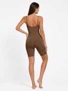 YUCOLEN Women's Seamless Tummy Control Bodysuit with Back Pull-Down Design in Dark Brown