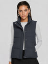 YUCOLEN Women's Lightweight Duck Down Puffer Vest Stand Collar Sleeveless Jacket in Dark Dray
