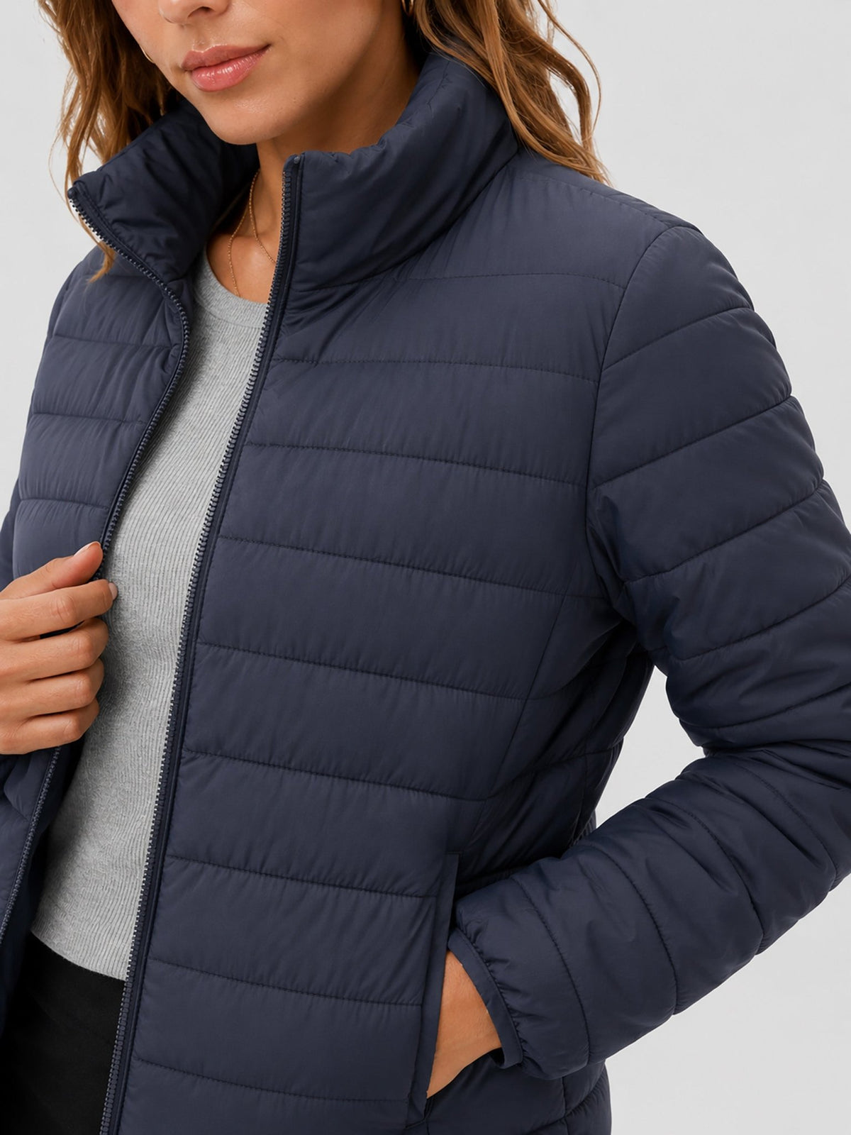 YUCOLEN Women's Lightweight Jacket Packable Water Resistant Quilted Coat with 4 Pockets in Dark Gray