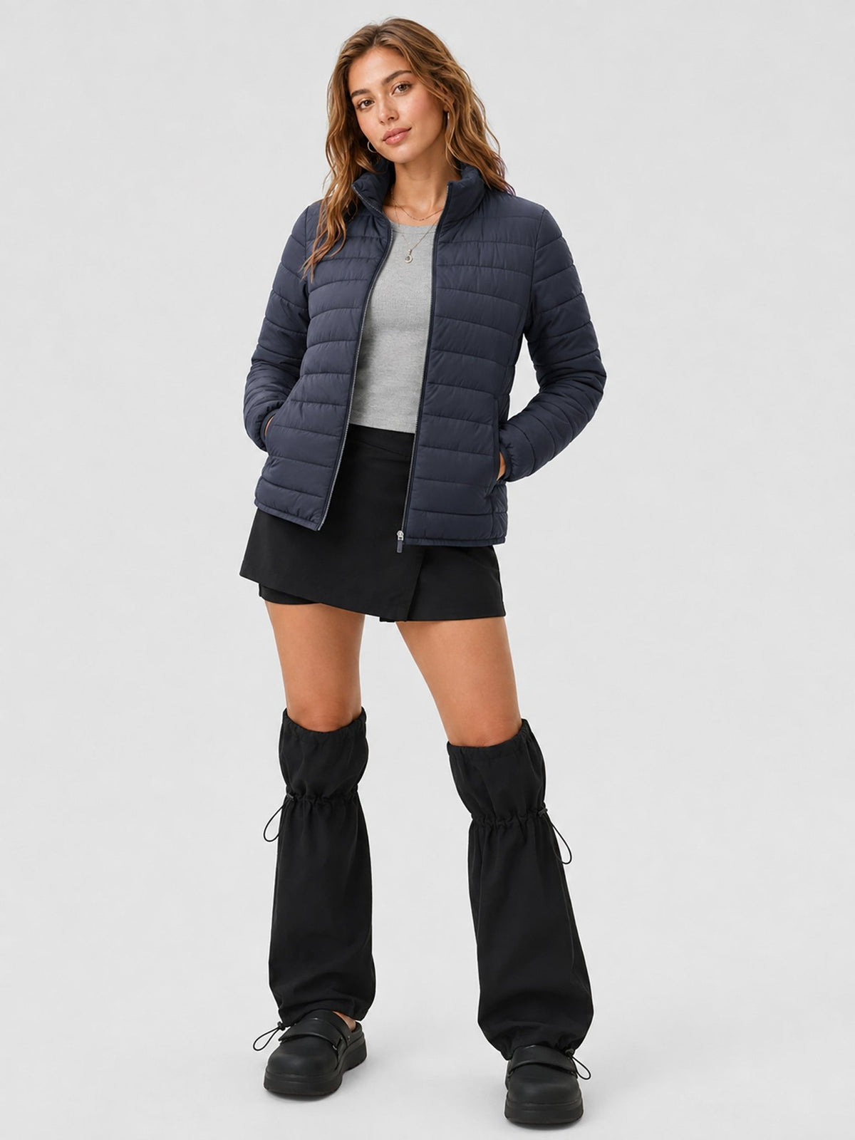 YUCOLEN Women's Lightweight Jacket Packable Water Resistant Quilted Coat with 4 Pockets in Dark Gray