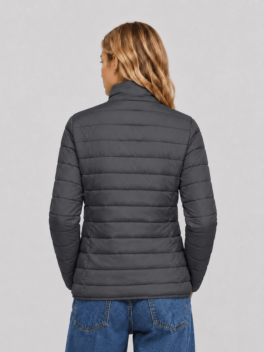 YUCOLEN Women's Lightweight Jacket Packable Water Resistant Quilted Coat with 4 Pockets in Dark Gray