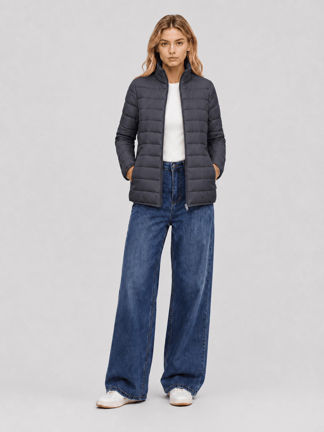 YUCOLEN Women's Lightweight Jacket Packable Water Resistant Quilted Coat with 4 Pockets in Dark Gray