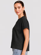 YUCOLEN Women's Oversized Ribbed Knit Short Sleeve T-Shirt Loose Batwing Casual Top in Dark Gray