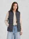 YUCOLEN Women's 270g Lightweight Down Quilted Puffer Vest Windproof Sleeveless Jacket in Dark Grey