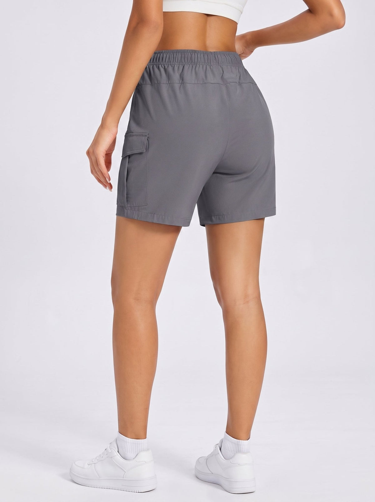 YUCOLEN Women's 5 Inch Quick Dry Hiking Cargo Shorts UPF 50 Plus Lightweight Athletic Shorts in Dark Grey