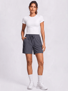 YUCOLEN Women's 5 Inch Quick Dry Hiking Cargo Shorts UPF 50 Plus Lightweight Athletic Shorts in Dark Grey