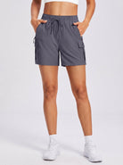YUCOLEN Women's 5 Inch Quick Dry Hiking Cargo Shorts UPF 50 Plus Lightweight Athletic Shorts in Dark Grey