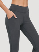 YUCOLEN Women's Flare Yoga Pants Foldover High Waist Bootcut Leggings with Pockets in Dark Grey