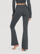 YUCOLEN Women's Flare Yoga Pants Foldover High Waist Bootcut Leggings with Pockets in Dark Grey