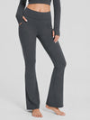 YUCOLEN Women's Flare Yoga Pants Foldover High Waist Bootcut Leggings with Pockets in Dark Grey