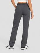 YUCOLEN Women's Heavyweight Water Resistant Sherpa Lined Sweatpants for Winter Snow in Dark Grey