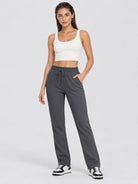 YUCOLEN Women's Heavyweight Water Resistant Sherpa Lined Sweatpants for Winter Snow in Dark Grey