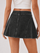 YUCOLEN Women's High Waisted Denim Skort Stretch Jean Skirt with Inner Shorts in Dark Grey