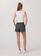 YUCOLEN Women's High Waisted Lightweight Running Shorts - Stretch Workout Shorts in Dark Grey