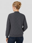 YUCOLEN Women's Lightweight Diamond Quilted Bomber Jacket with Secure Zip Pockets in Dark Grey