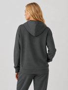 YUCOLEN Women's Loose Fit Fleece Lined Hoodie with Cotton Blend Fabric in Dark Grey