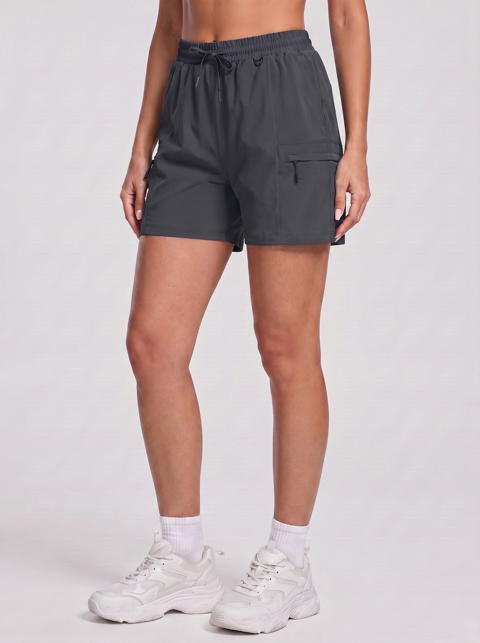 YUCOLEN Women's Quick Dry Hiking Cargo Shorts UPF 50 Plus Lightweight 5 Inch Athletic Shorts in Dark Grey