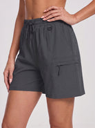 YUCOLEN Women's Quick Dry Hiking Cargo Shorts UPF 50 Plus Lightweight 5 Inch Athletic Shorts in Dark Grey