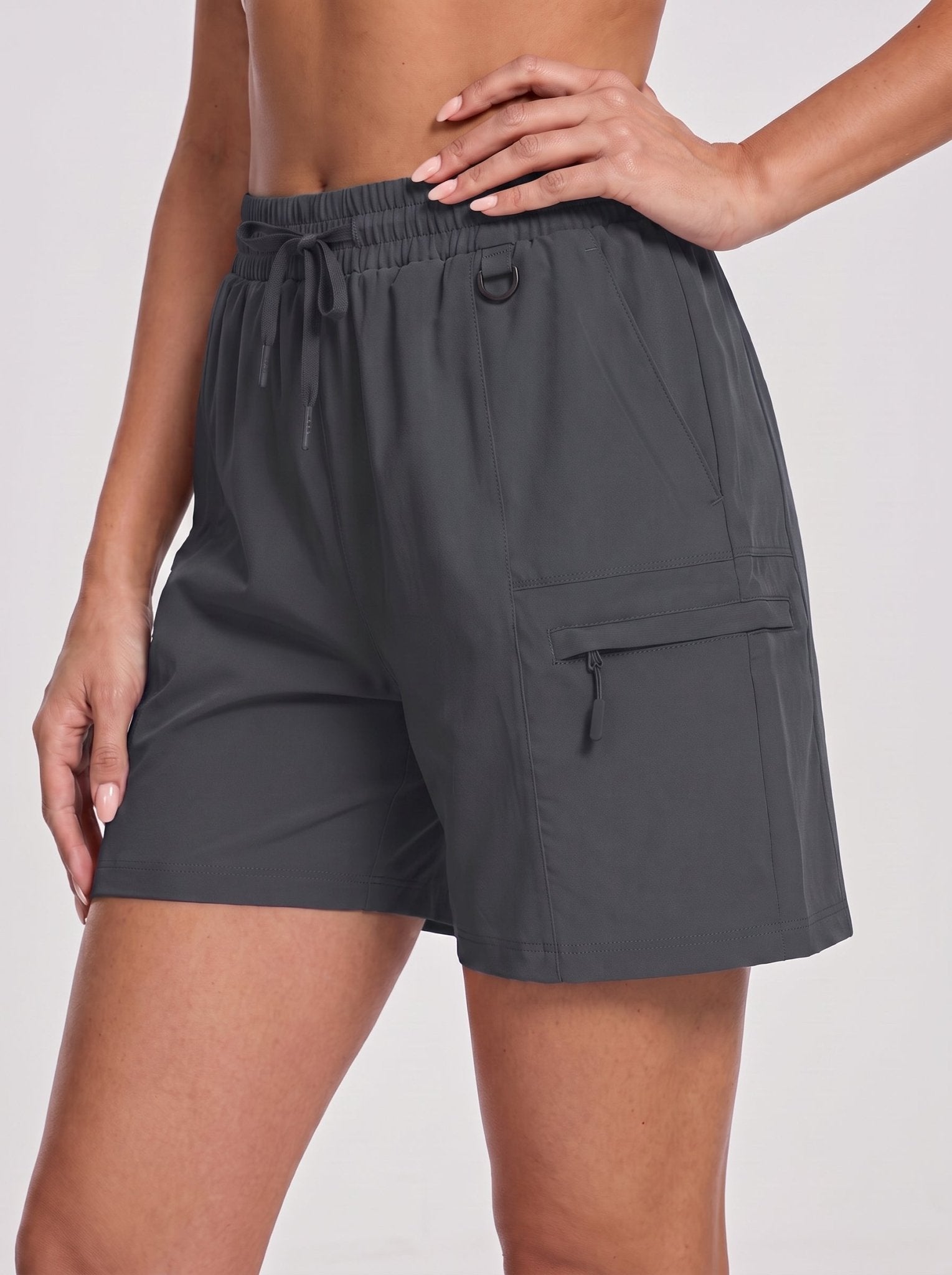 YUCOLEN Women's Quick Dry Hiking Cargo Shorts UPF 50 Plus Lightweight 5 Inch Athletic Shorts in Dark Grey