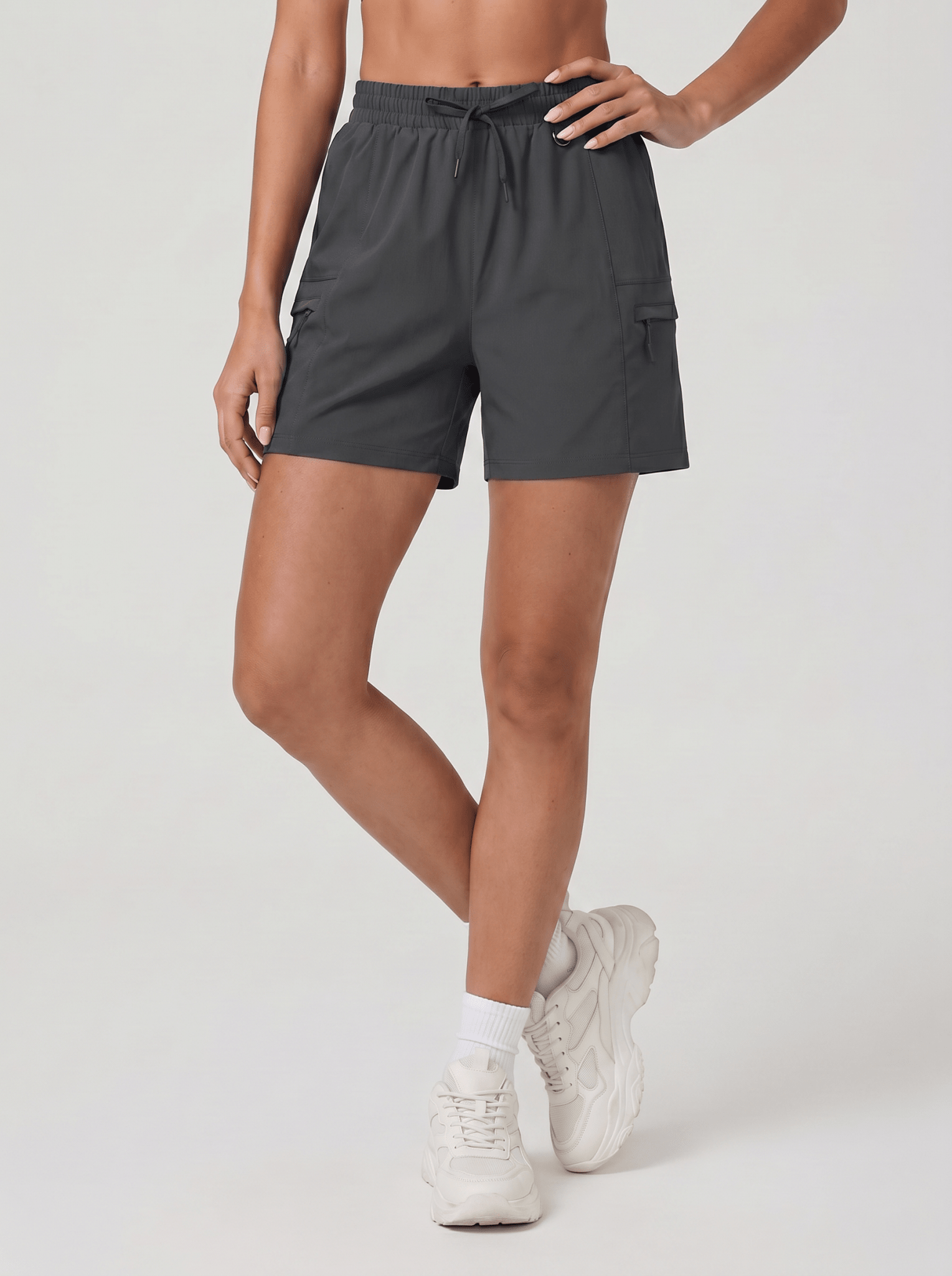 YUCOLEN Women's Quick Dry Hiking Cargo Shorts UPF 50 Plus Lightweight 5 Inch Athletic Shorts in Dark Grey