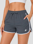 YUCOLEN Womens Quick Dry Running Shorts with Pockets Lightweight Athletic Fit in Dark Grey