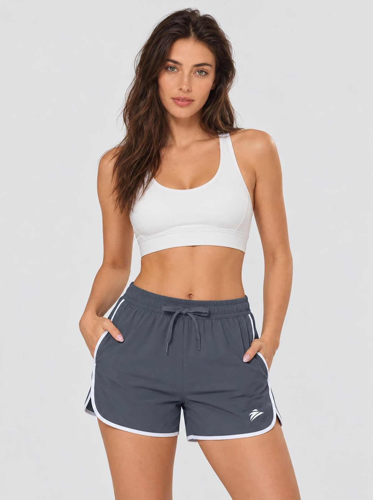 YUCOLEN Womens Quick Dry Running Shorts with Pockets Lightweight Athletic Fit in Dark Grey