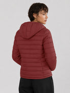 YUCOLEN Women Lightweight Hooded Jacket Water-Resistant Quilted Outdoor Coat in Dark Orange